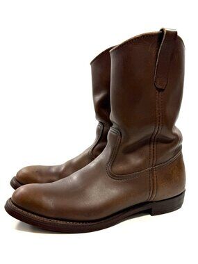 VTG Red Wing Mens Pecos Boots 1178 Size 10 C Pull On Soft Toe Brown Leather USA